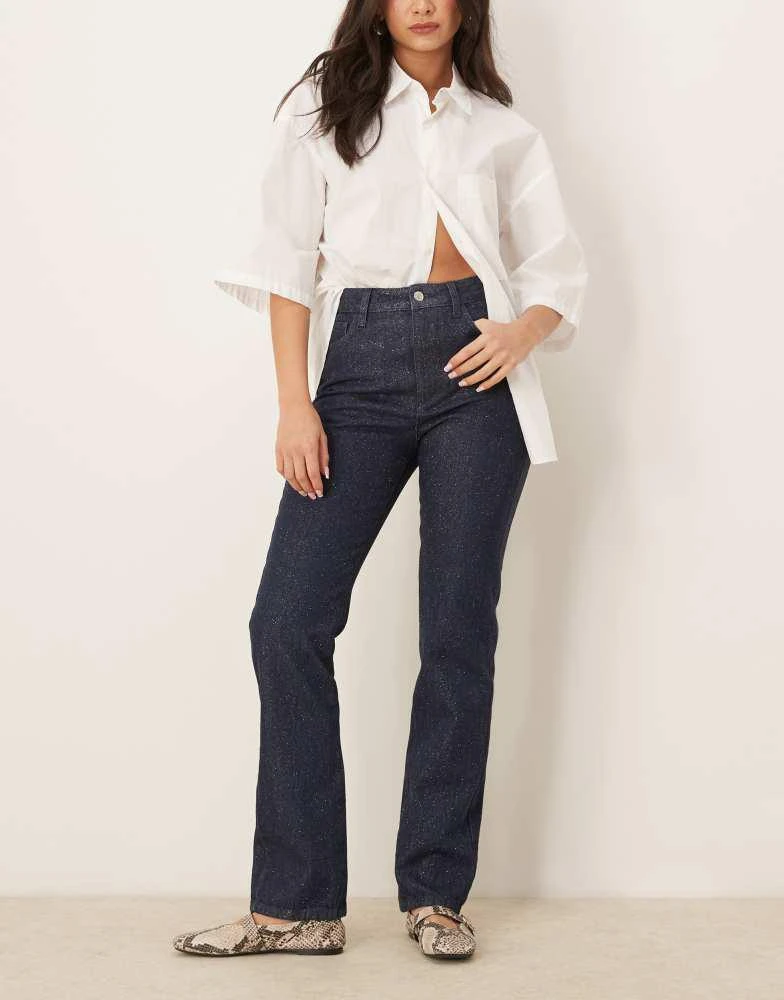 ASOS ASOS DESIGN 90s straight jean with glitter in blue 1