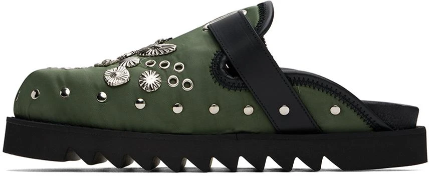 Toga Virilis Green Eyelet Metal Sabot Slip-on Loafers 3