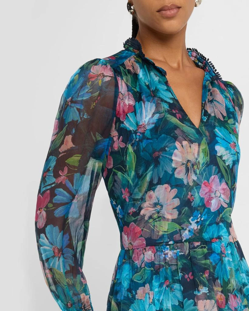 Johnny Was Maryah Tiered Floral-Print Chiffon Dress 5