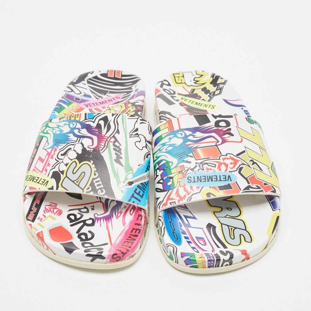 Vetements Vetements Multicolor Sticker Print Leather Pool Slides Size 36 3