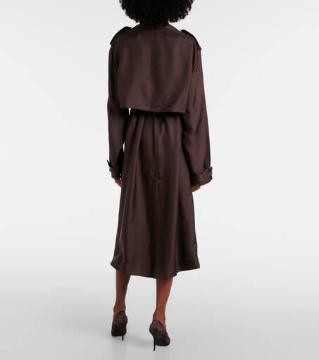 【関税&送料込】Saint Laurent Silk Trench Coat SAINT LAURENT Double-breasted belted silk-twill trench coat