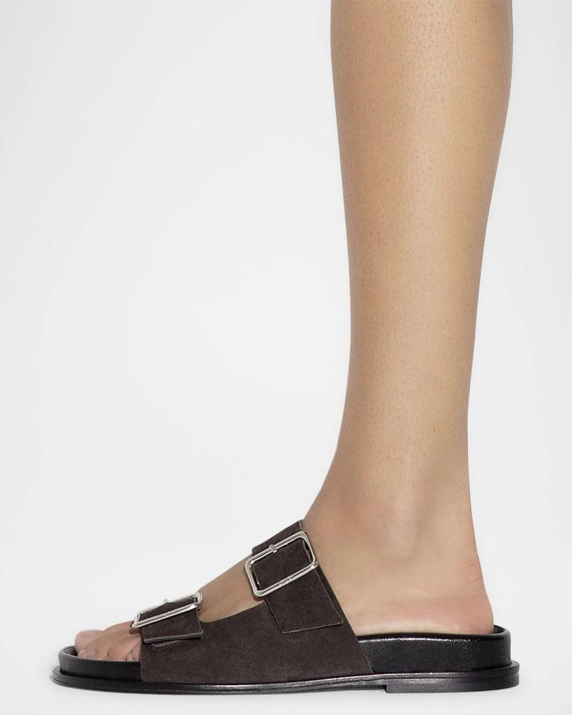 AEYDE Meena Suede Dual-Buckle Slide Sandals 2