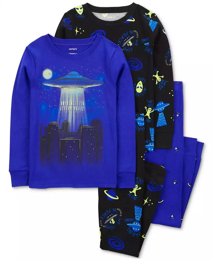 Carter's Little & Big Boys Space Alien 100% Snug-Fit Cotton Pajamas, 4 Piece Set 1