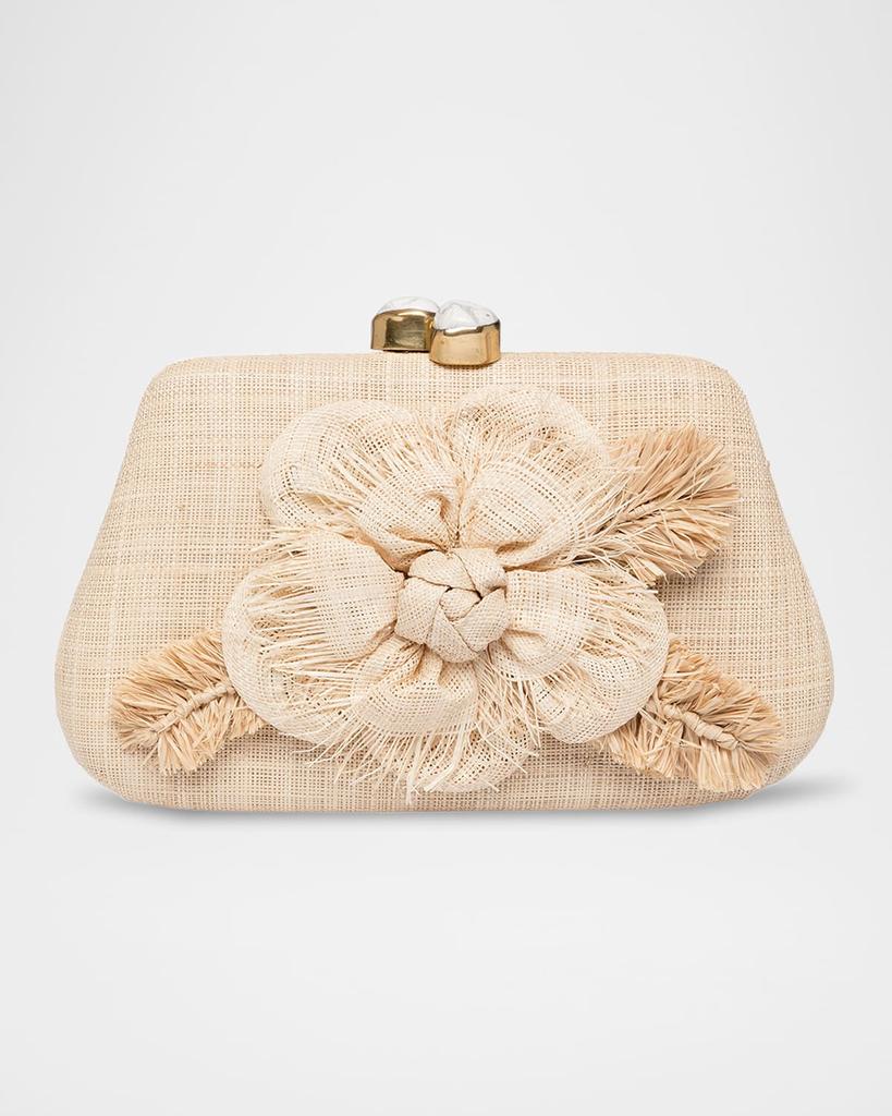 Rafe Rosie Flower Straw Clutch Bag