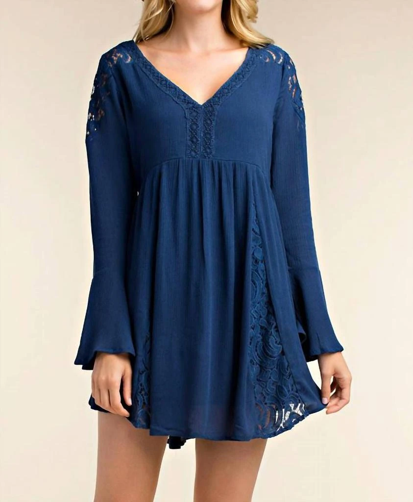 Kori Kori - Long Sleeve Lace V-neck Mini Dress 1