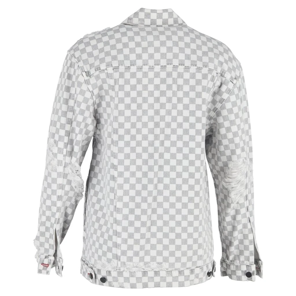 Alexander Wang Daze With Checkerboard Print Denim Jacket in Grey Cotton 3