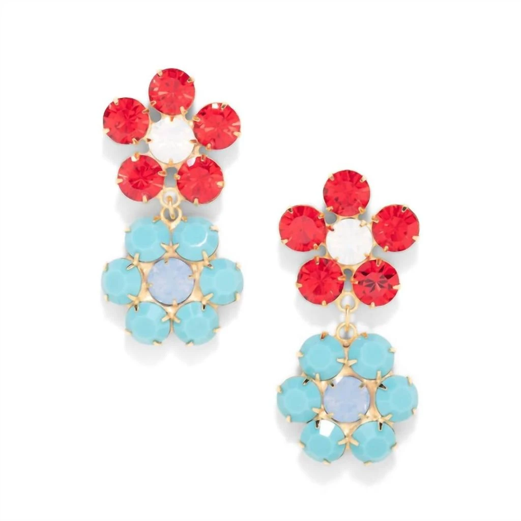 The Pink Reef Women
s Penelope Handcrafted Gen Floral Earrings In Ruby