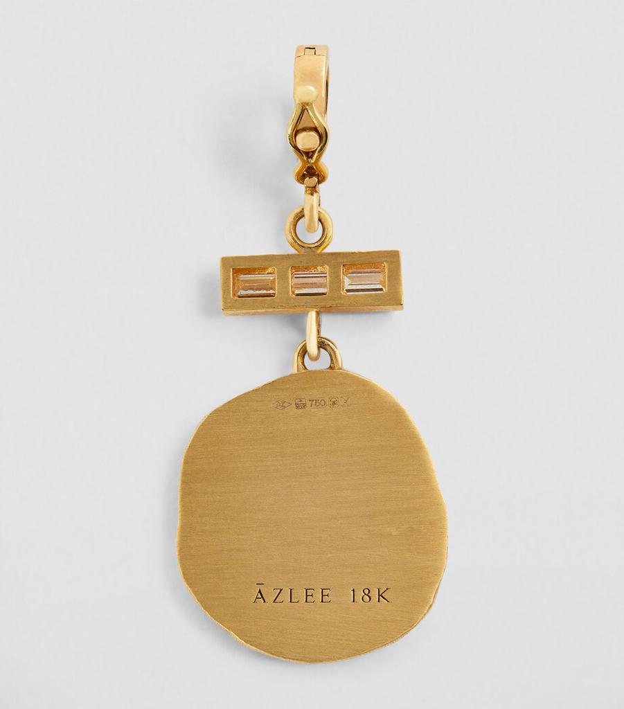 Azlee Small Yellow Gold and Diamond Of the Earth Coin Charm