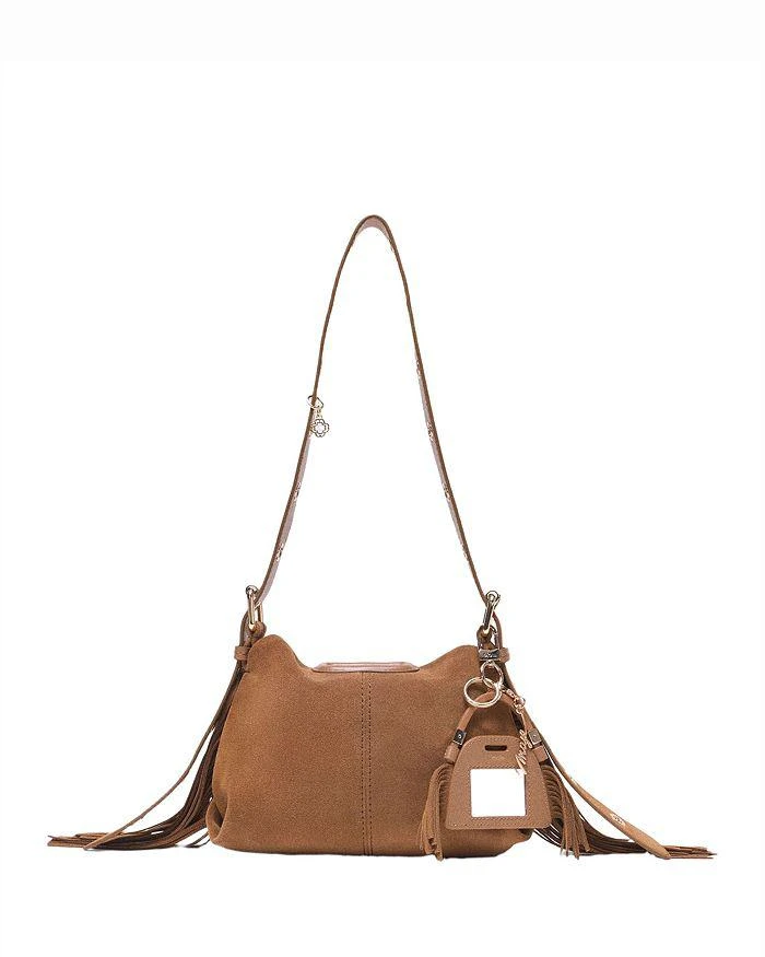 Maje Miss M Fringed Suede Mini Mirror Bag Charm