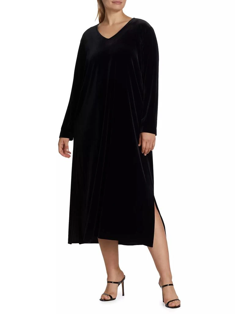 Caroline Rose Stretch Velvet Midi-Dress 3