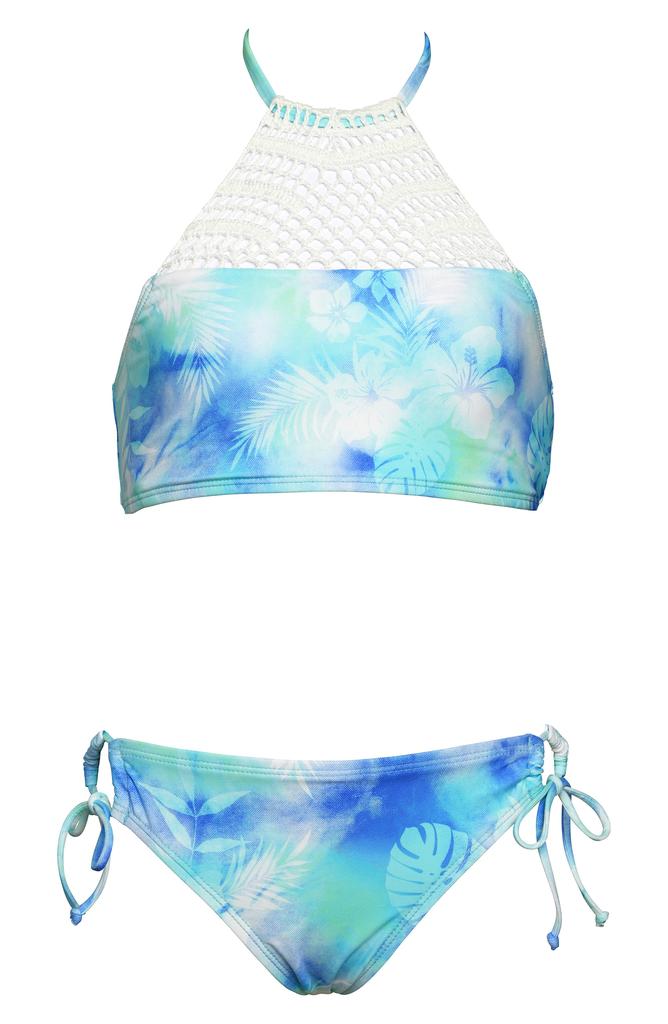 Hobie Kids' Tie Dye Crochet Trim Two-Piece Swimsuit