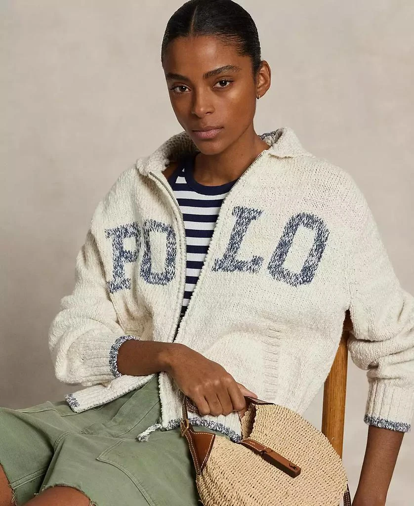Ralph Lauren Women's Logo Shawl-Collar Full-Zip Cardigan 3