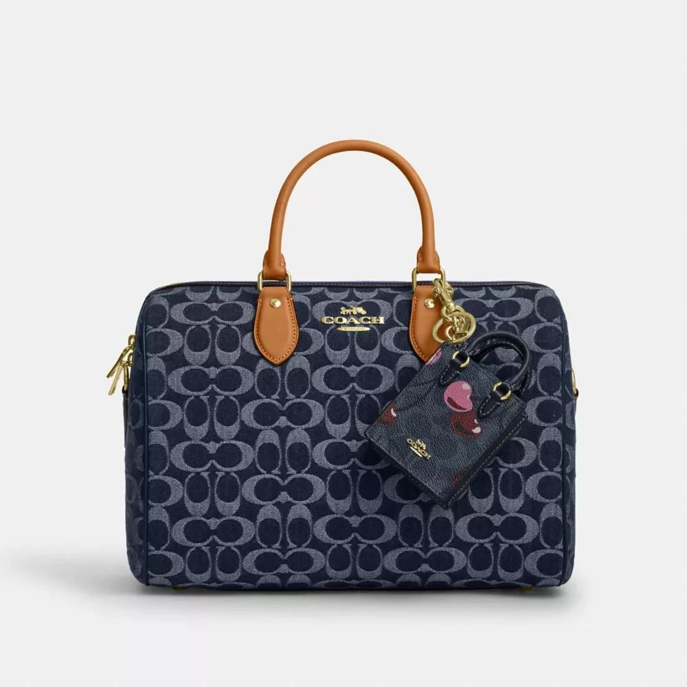 Coach Mini Court Backpack Bag Charm In Signature Canvas With Cherry Print 3