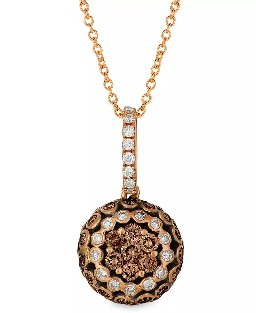 Le Vian Chocolate Diamond (5/8 ct. t.w.) & Vanilla Diamond (1/4 ct. t.w.) Halo 18" Pendant Necklace in 14k Rose Gold 1
