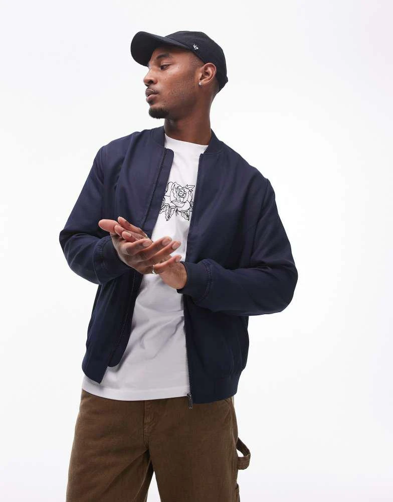 Topman Topman lightweight bomber jacket in navy 1