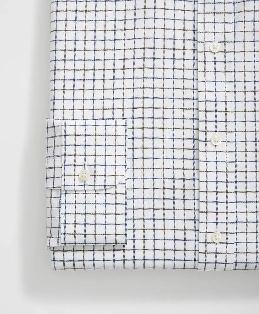 Brooks Brothers Stretch Supima® Cotton Non-Iron English Spread Collar, Alternating Windowpane Dress Shirt 4