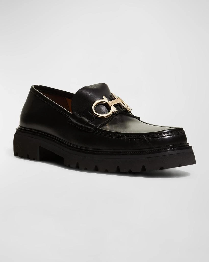 Salvatore Ferragamo Men's Bleecker Leather Lug-Sole Loafers with Reversible Bit 2