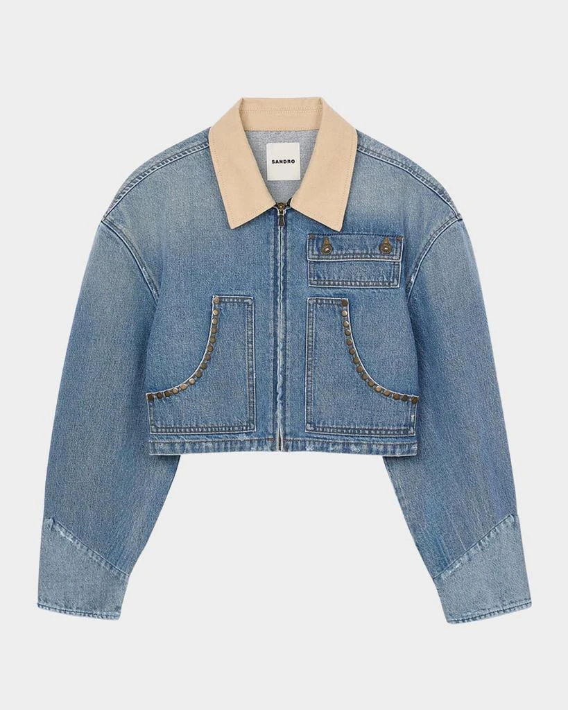 Sandro Kansas Studded Denim Jacket 1