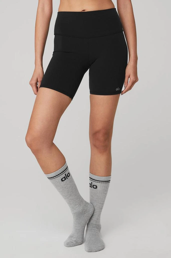 Alo Unisex Throwback Sock - Athletic Heather Grey/Black 2