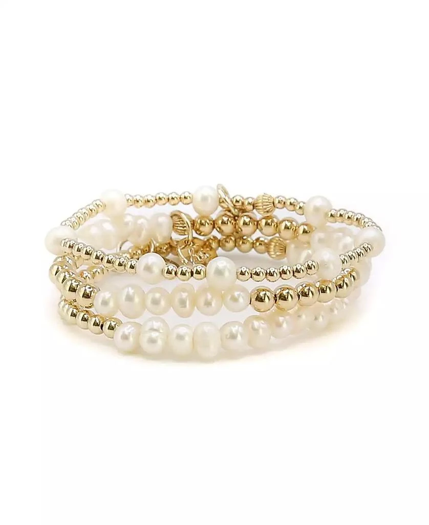 Bowood Lane Non-Tarnishing Gold Filled Balls and Freshwater Pearl Bracelet Stack