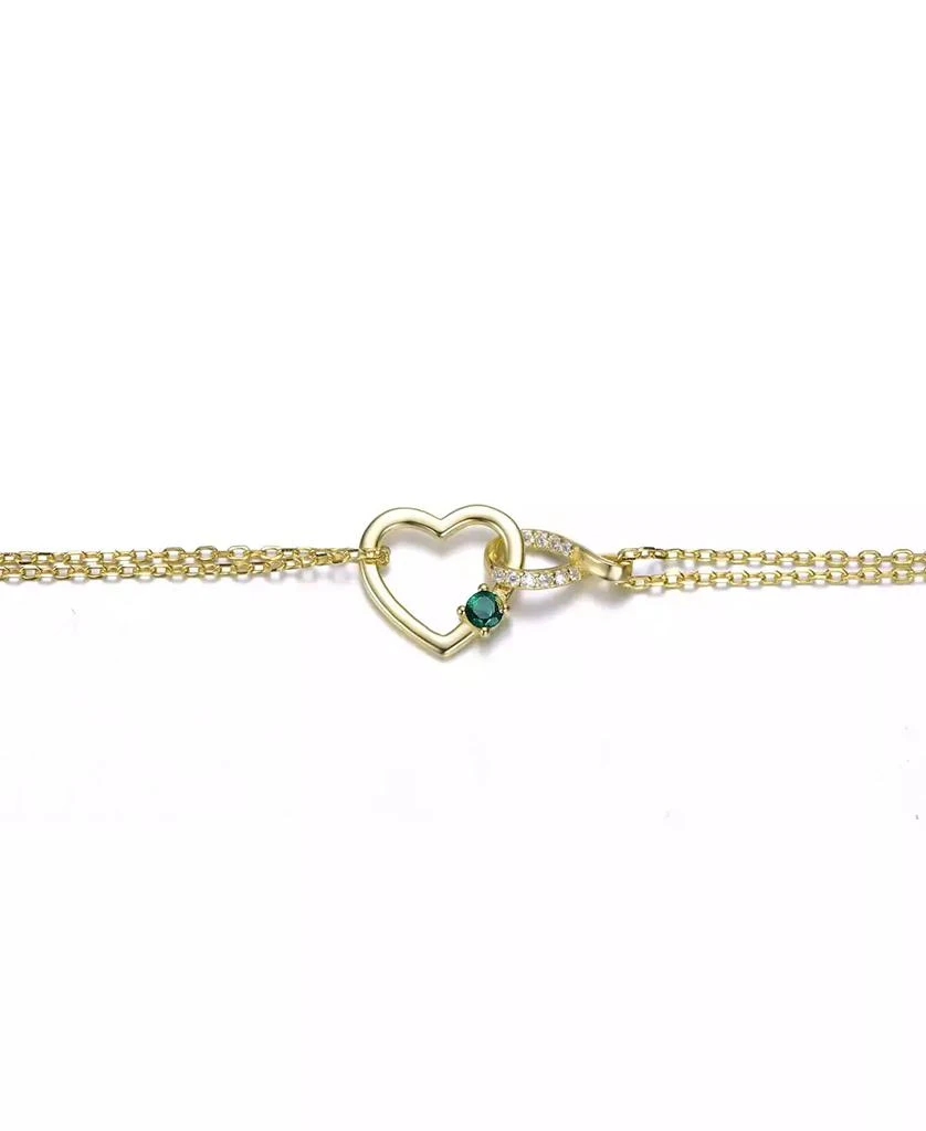 GiGiGirl 14K Gold Plated with Green Cubic Zirconia Heart Charm Bracelet 3