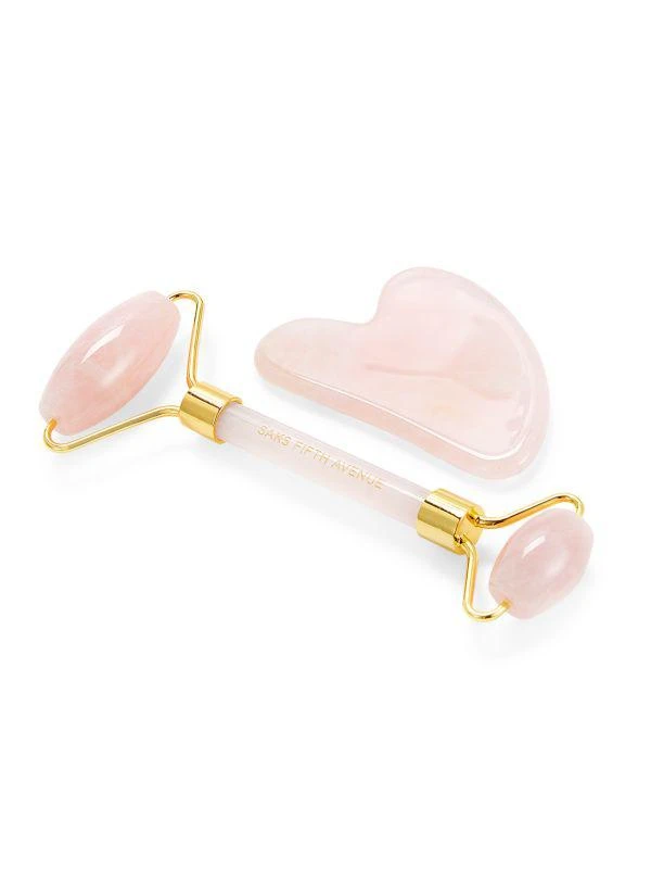 Saks Fifth Avenue Rose Quartz Roller & Gua Sha Set 2