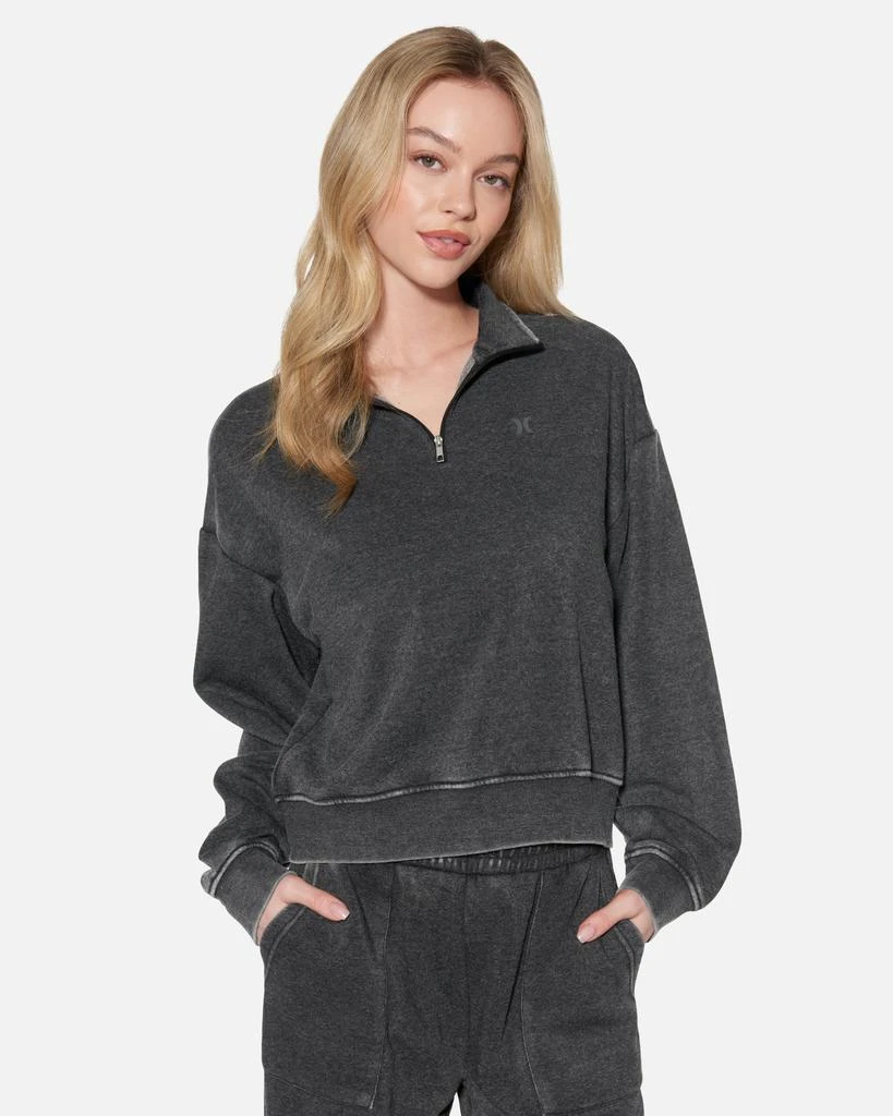 Hyfve Women's Essential Burnout Fleece Half Zip Sweatshirt 1