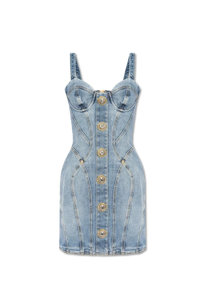 Balmain Denim dress with straps 1