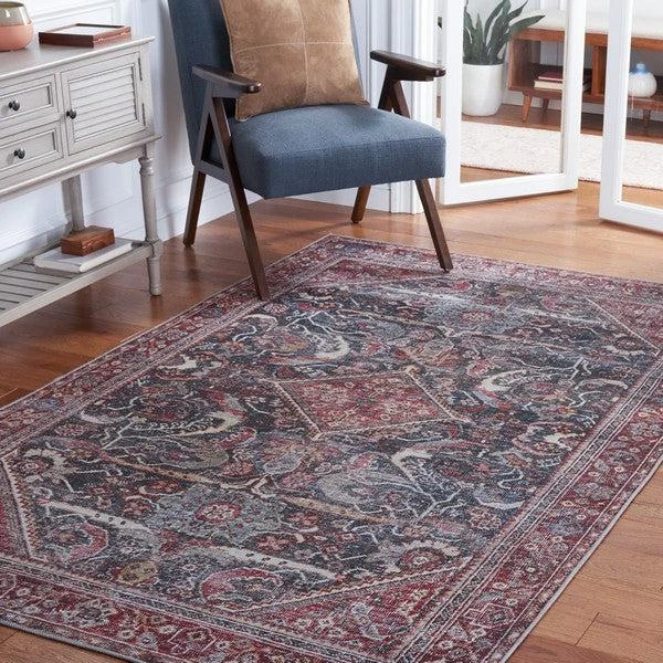 Safavieh SAFAVIEH Tucson TSN175Y Power Loomed Dark Green / Rust Washable Rug 1