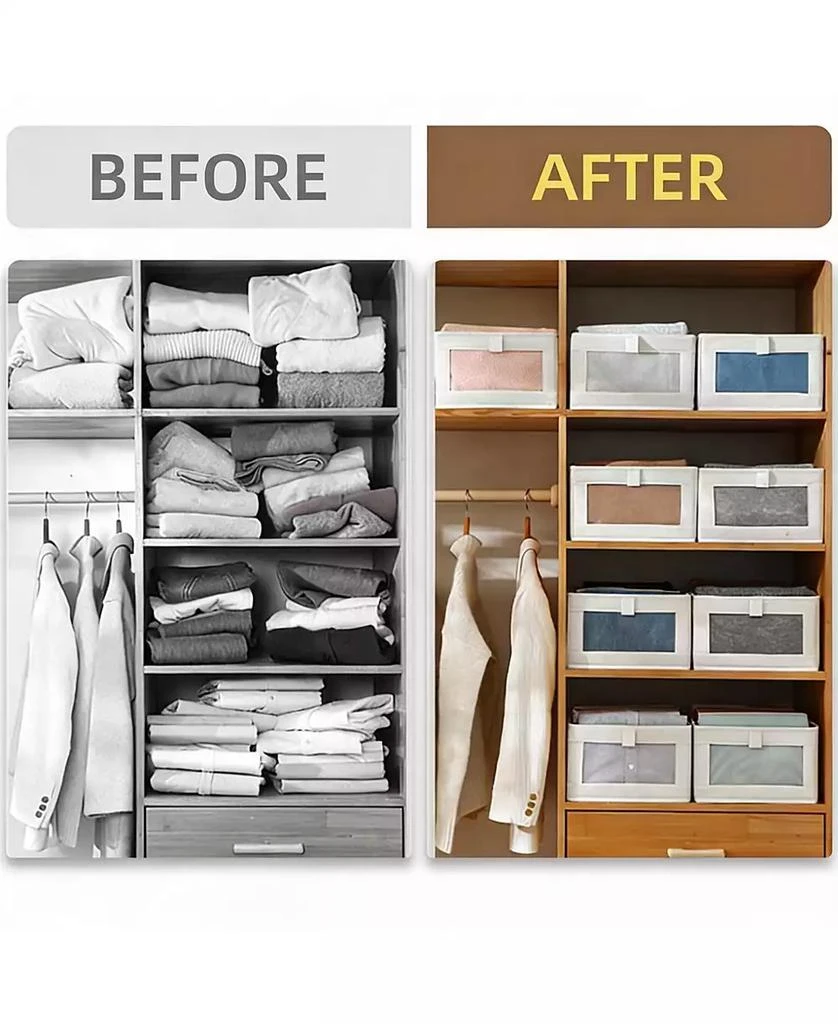 YIGII 4 Pack Foldable Linen Storage Bins with Clear Window for Multi-Purpose Use 3