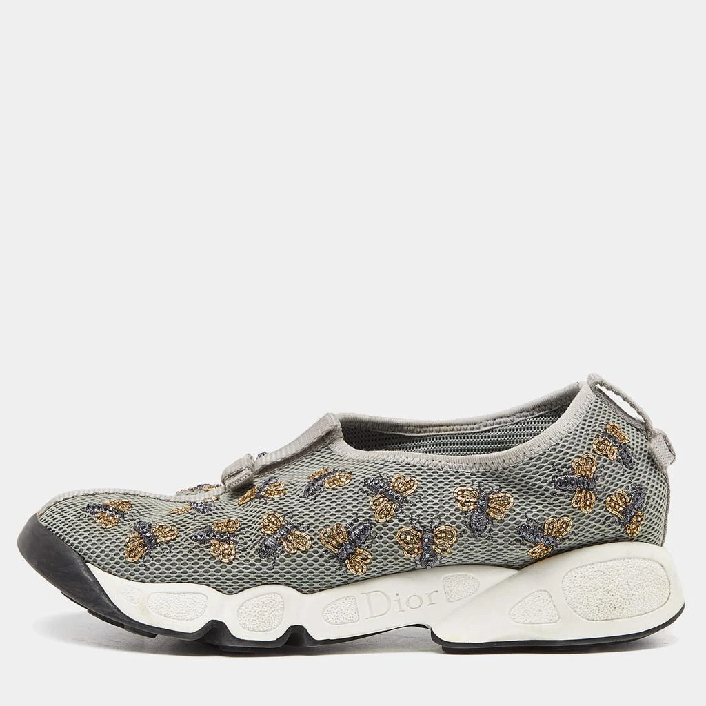 Dior Dior Grey Beads Embellished/ Embroidery Mesh Fusion Sneakers Size 36 1