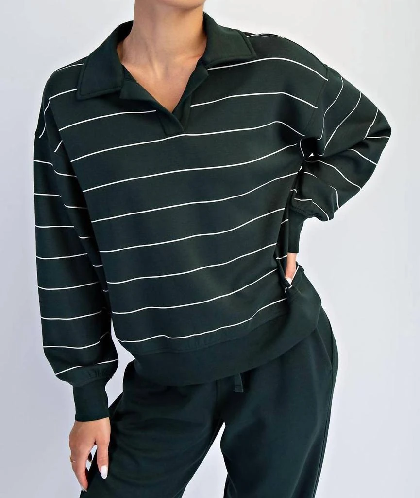 RAE MODE Rae Mode - Women
s Modal Scuba Stripe Polo Top