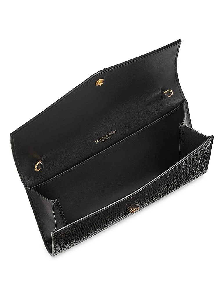 Yves Saint Laurent Uptown Chain Wallet In Crocodile-embossed Shiny Leather 3