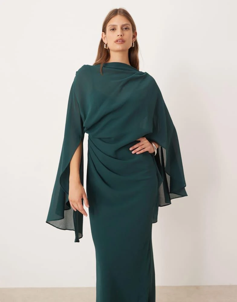 strapless open back dress Bohemian Rustic Wedding Dress with Cape Sleeves and Open Back main image 1