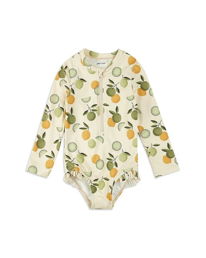 Petit Lem Girls' Citrus Print Long Sleeved One Piece Swimsuit - Baby 1
