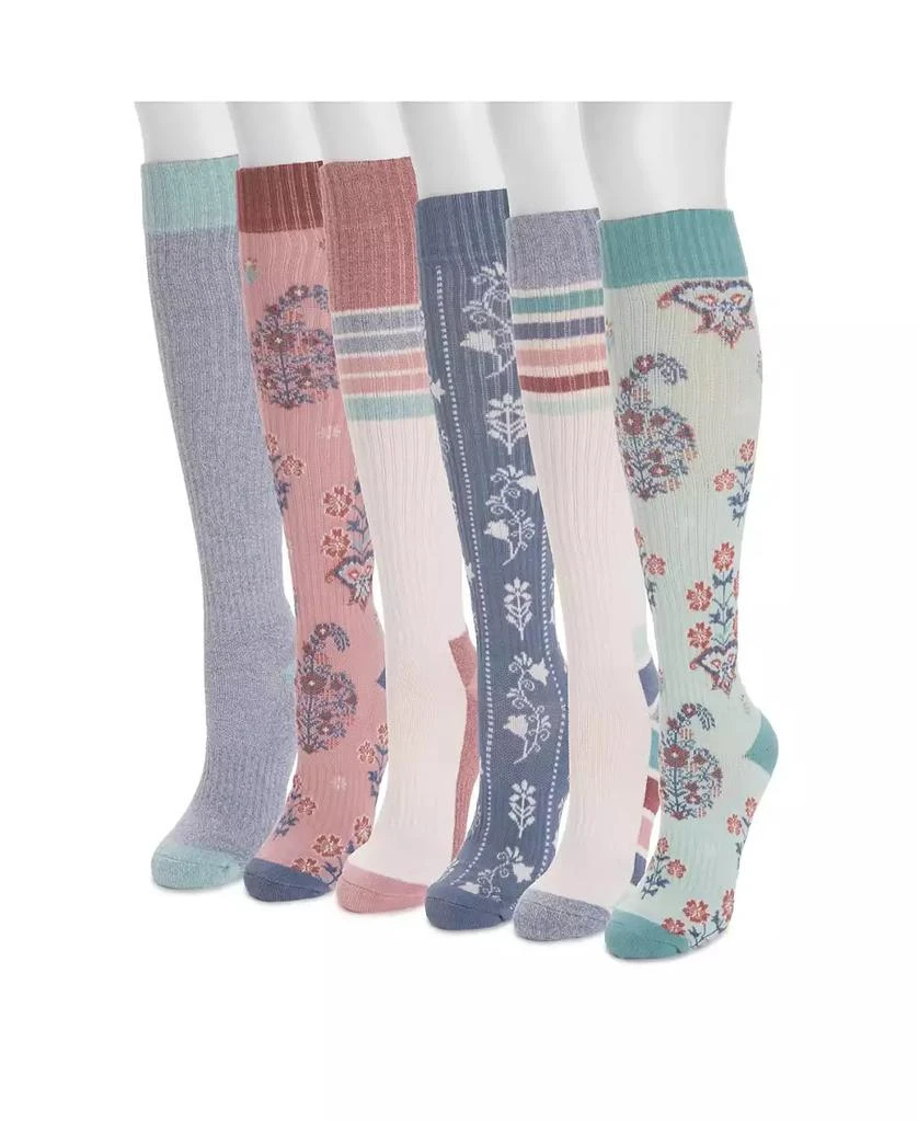 MUK LUKS Women
s Tall Cotton Compression Knee-High Socks, 6 Pair Pack 2