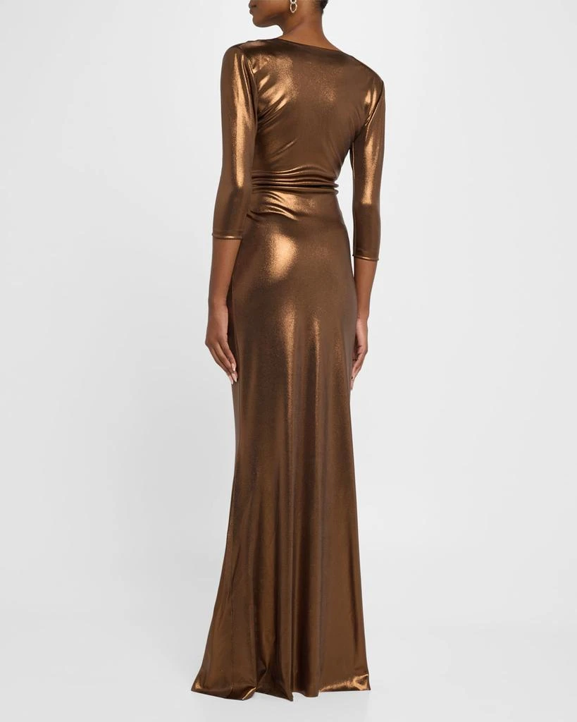 Chiara Boni Deep V-Neck Metallic Twist Gown 3