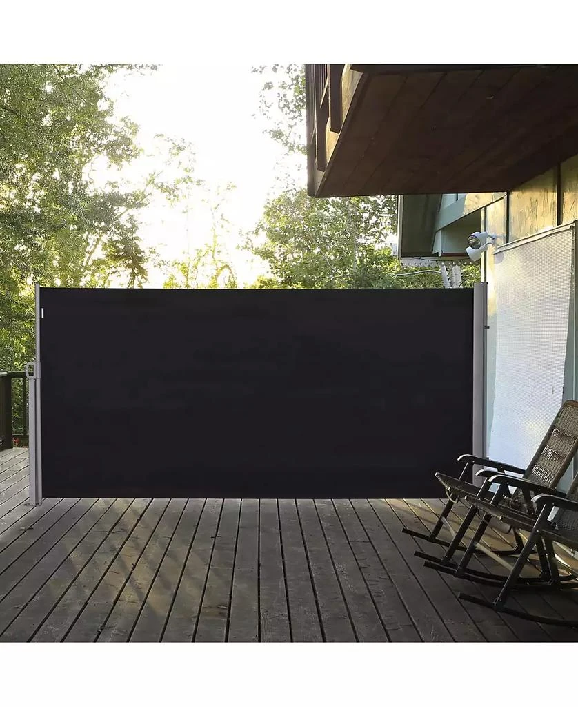 Outsunny Retractable Folding Side Awning Patio Outdoor Privacy Screen with Resistance to UV Rays 
Wind, Black 2
