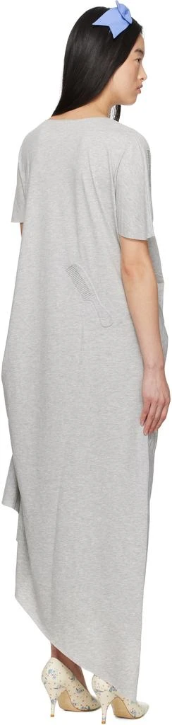 Ashley Williams Gray Comb Embossed Draped Midi Dress 3
