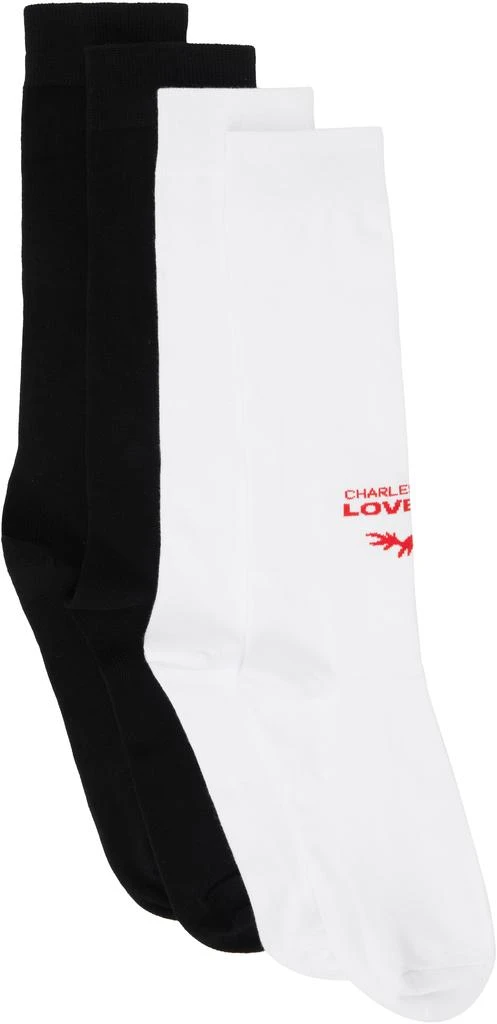 Charles Jeffrey Loverboy Two-Pack Black & White 'Loverboy' Socks 1