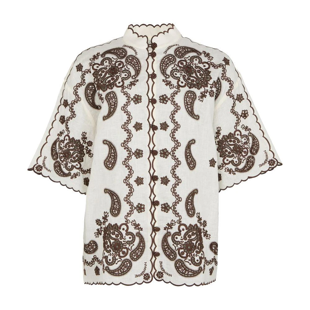 Zimmermann Ascension embroidered short sleeves shirt 7