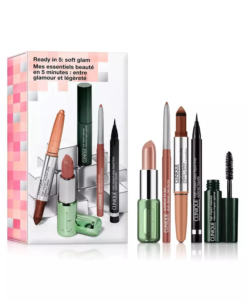 Clinique 5-Pc. Ready In 5: Soft Glam Makeup Gift Set for Eyes & Lips 1
