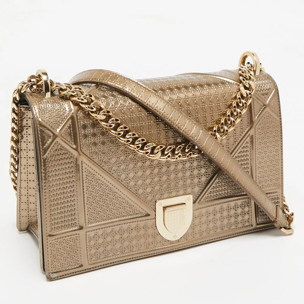 Dior  Gold Microcannage Patent Leather Medium ama Flap Shoulder Bag 2