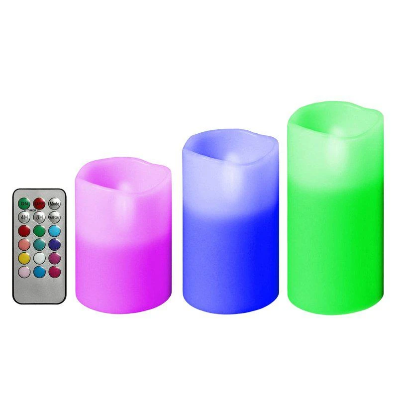 Fresh Fab Finds 3Pcs Flameless Votive Candles Wireless LED Flickering With Remote Control Timer (Battery Operated) Multi 1