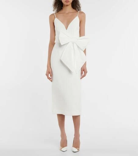 REBECCA VALLANCE Bridal Genevieve bow-trimmed crêpe midi dress 2