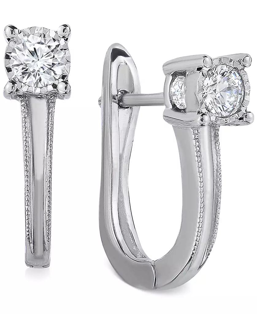 TruMiracle Diamond Leverback Hoop Earrings (1/2 ct. t.w.) in 10k White Gold