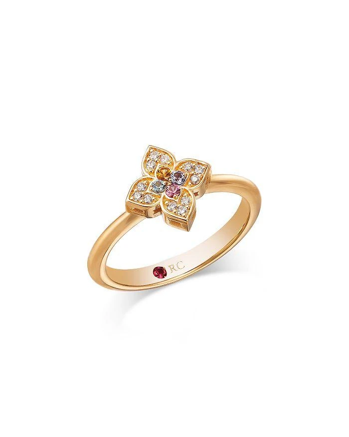 Roberto Coin 18K Rose Gold Venetian Princess Carnevale Multi Gemstone 
Diamond Flower Ring