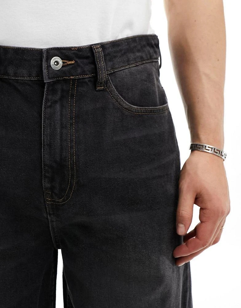 COLLUSION COLLUSION X003 wide leg jeans in washed black - BLACK 4
