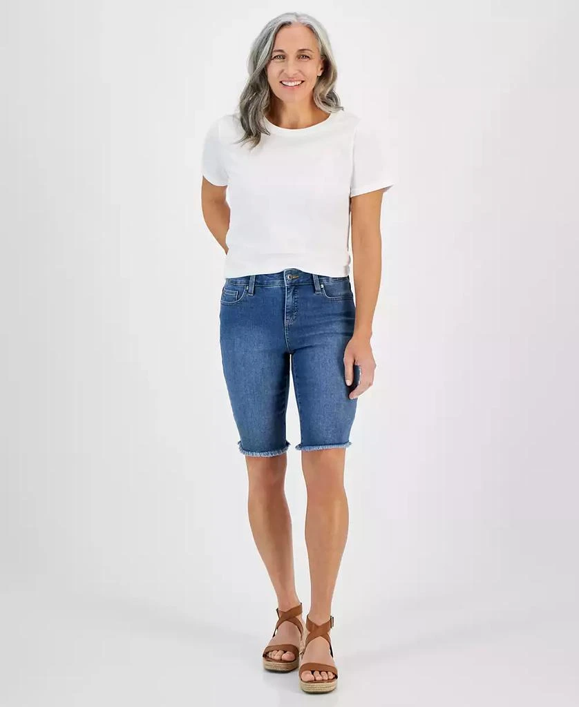 Style & Co Petite Raw-Edge Denim Bermuda Shorts, Created for Macy's 1