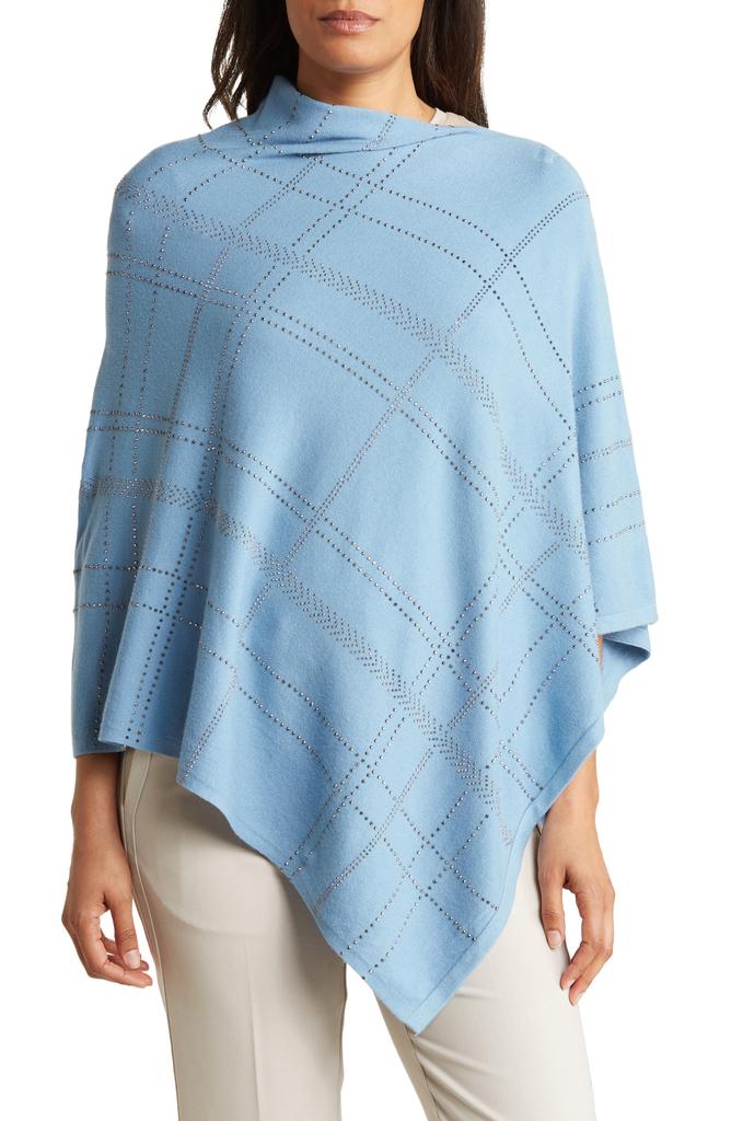 La Fiorentina Crystal Embellished Plaid Poncho